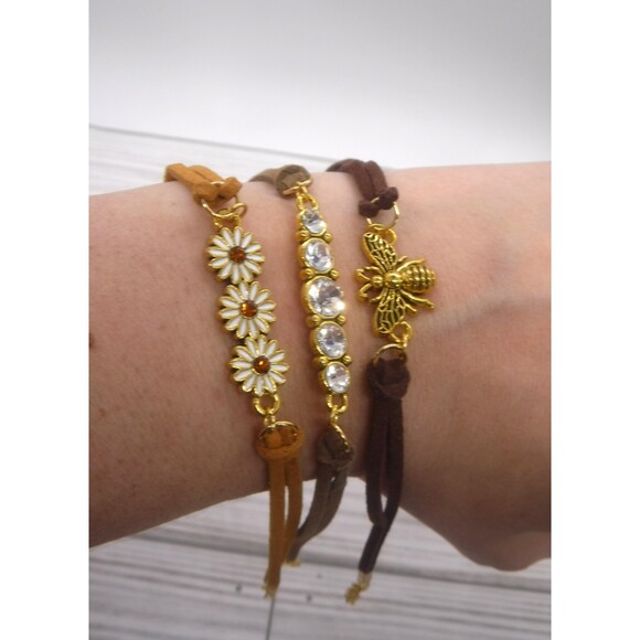 Hand Crafted Jewelry - Bracelet Set of 3 w/ Bee & Flowers